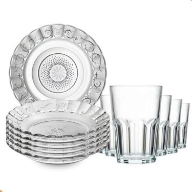 Imagem de Jogo De Pratos Fundos Aparelho De Jantar Em Vidro 12 Peças - Sigullar