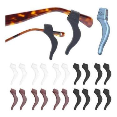 Imagem de 10 Pares Gancho Trava Suporte Óculos Silicone - Brancoepreto - Ghc Ace