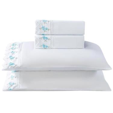 Imagem de Jogo de Lençol Queen Essenza 300 Fios Micropercal Bordado 4 Peças - Ca