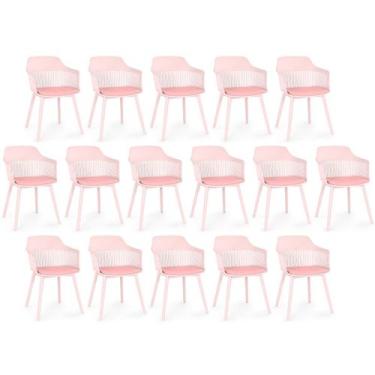 Imagem de Kit 16 Cadeiras de Jantar Estofada Marcela - Rosa - Magazine Decor