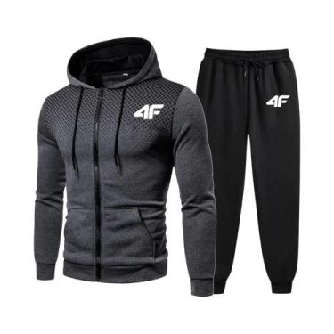 Imagem de Conjunto Esportivo Masculino Casual Com Moletom Com Capuz E Calças De 