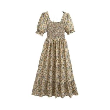 Imagem de Vestido Casual Feminino De Verão E Primavera Com Cintura Elástica Em C