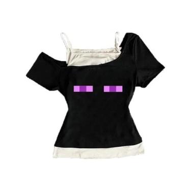 Imagem de Camiseta Feminina Sem Mangas Com Renda Y2K Hip Hop Punk Rock Gótica Ch