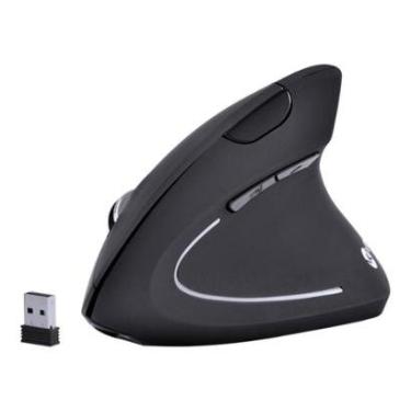 Imagem de Mouse Sem Fio Vertical Ortopédico Power Fit Vinik, 1600 DPI, Recarregável, USB, Preto ? PM300-Unissex