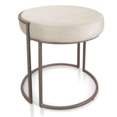 Imagem de Puff Redondo Base Industrial Rosê Love Suede - DMOV, Bege