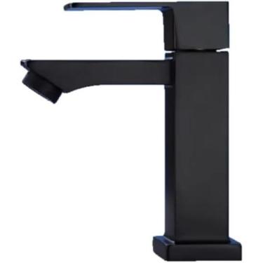 Imagem de Torneira Banheiro Luxo Quadrada Inox Aço Preta Bancada Pia Banheiro Al