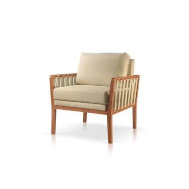 Imagem de Poltrona Perla Veludo Bege Médio Sala Estar Confortável - Poltjá Movei