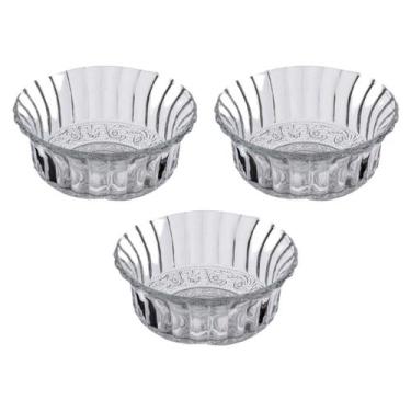 Imagem de Kit 3 Bowls Vidro 260ml Sobremesa Sorvete 11cm Transparente Petisqueir