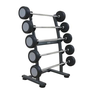 Imagem de Kit De Barra Montada Reta (10kg A 30kg) + Suporte 5 Posições Preto E Cinza-Unissex
