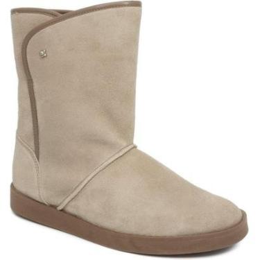 Imagem de Bota Esquimó Rasteira Mila Em Camurça Cravo E Canela 137308-Feminino