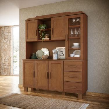 Imagem de Armário de Cozinha Rústico Madeira Maciça 1290C Cobre 6 Portas e 3 Gavetas Castanho Finestra