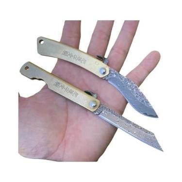 Imagem de Canivete De Bolso Japonês Higonokami Para Homens, Aço Damasco VG10, Ca