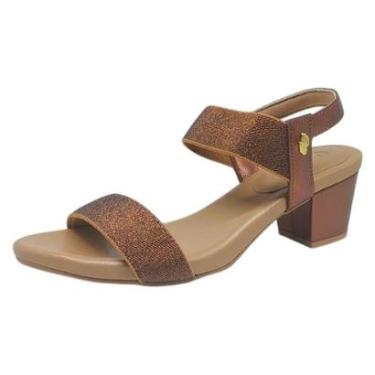 Imagem de Sandalia Feminina Couro Ajuste Elástico Salto Médio Usaflex-Feminino