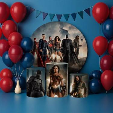 Imagem de Capas Painel Redondo Cilindros Decoração Super Heróis - Genérica