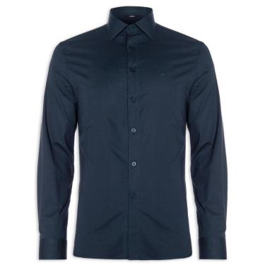 Imagem de Camisa Ellus Tricoline Slim Italian Masculina Marinho-Masculino