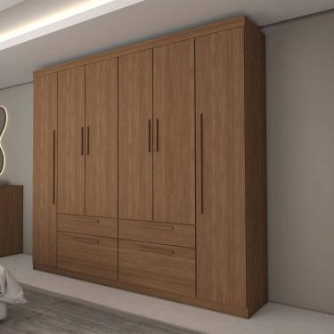 Imagem de Guarda-Roupa Casal Fortaleza 6 Portas 4 Gavetas Jatoba - Panorama Móveis
