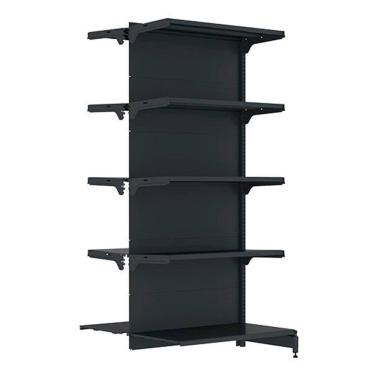 Imagem de Gondola Amapá para Mini Atacarejo Continuação Centro - 2,02mX90cmX30cm 10 Bandejas Preto