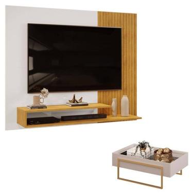 Imagem de Painel para TV Suspenso Nando Cedro Bali e Mesa de Centro Petri Bali – DJ Móveis