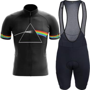 Imagem de Kit Pink Floyd Ciclismo Bretelle Forro Gel Camisa Curta Dry Fit Pink F