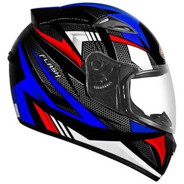 Imagem de Capacete Moto Ebf New Spark Flash Azul e Vermelho Brilhante Moto, Azul