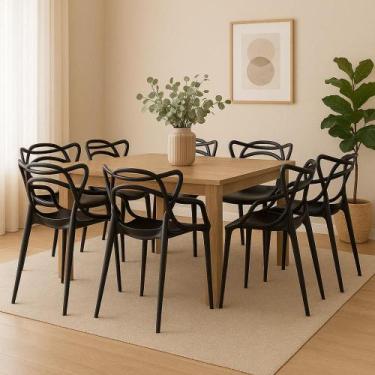 Imagem de Conjunto 8 Cadeiras Allegra Preto em Polipropileno para Sala, Jardim e