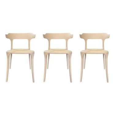 Imagem de Kit 3 Cadeiras de Jantar Modernas Design Chifre Com Braços Empilháveis