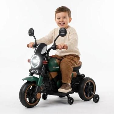 Imagem de Moto Elétrica Infantil Prime Retrô Verde Botão de Música Botão de Hist