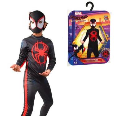 Imagem de Fantasia Infantil Luxo Miles Morales Super Herói Aranhaverso Marvel Co