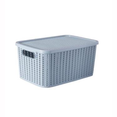Imagem de Caixa Organizadora 8L Tampa Trama Azul 255 Plasútil - Plasutil Baby