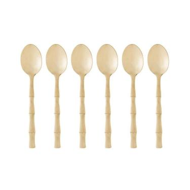 Imagem de Cj 6 Colheres para Sobremesa em Aço Inox Bambu Elegant Champanhe 15cm Lyor