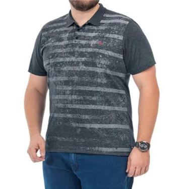 Imagem de Camisa Polo Masculina Plus Size em Retilínea com Estampa e Bordado - T