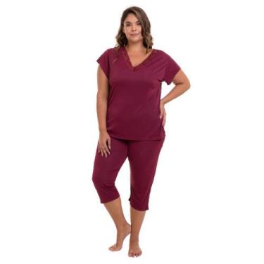 Imagem de Pijama Capri Liganete Vinho 2470 Plus Size - Sepie, 50, Vinho