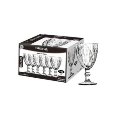 Imagem de Jogo de 6 Taças de Vidro Diamante Transparente 340ml Original - Grupo 