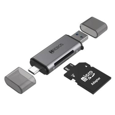 Imagem de Leitor de Cartão SD e Micro SD Hrebos Premium IF-230 USB-A 2.0 + USB-C