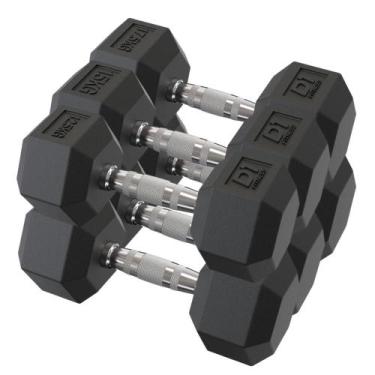 Imagem de Kit Halteres Sextavado Emborrachado 12,5kg / 15kg / 17,5kg - D1Fitness