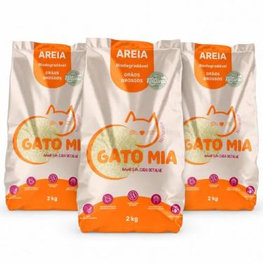 Imagem de Kit Areia Higienica Biodegradavel Gato Mia 2kg Grao Grosso -, 3un