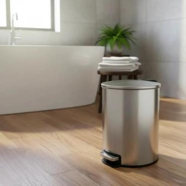 Imagem de Lixeira Slim redonda 5L aço inox com pedal prateado Powermaid - Camesa