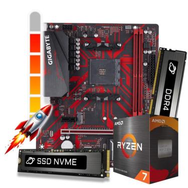 Imagem de Kit Upgrade Processador AMD Ryzen™ 7 5700X + Placa Mãe B450M + Memória 32GB DDR4 + 2TB SSD M.2