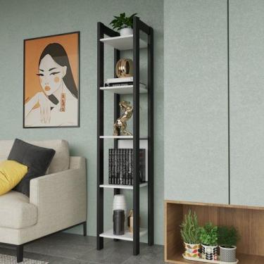 Imagem de Estante de Livros 34,8CMX184,7cm Multiuso Haia Yescasa Branco/Preto