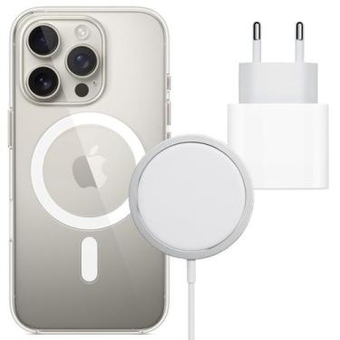 Imagem de Fonte 20W Turbo Tipo C Capa e Carregador Inducão Compatível iPhone 16 
