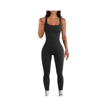 Imagem de Macacão De Yoga Sem Costura Para Mulheres Com Decote Quadrado, Legging