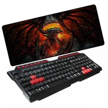 Imagem de Kit Gamer 2x1 Teclado Gamer Mais Mouse Pad Grande de 70X35cm - FORTE S