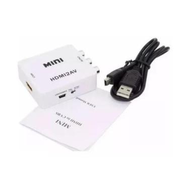 Imagem de Kit Adaptador Conversor Hdmi2av 1080p + Cabo Rca + Cabo Hdmi