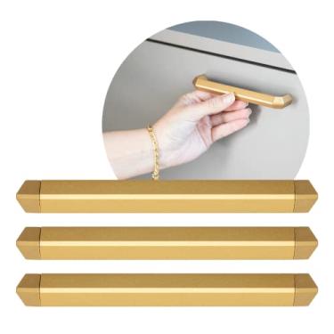 Imagem de 3 Puxador Móveis Slim Alumínio 128mm Portas Cromado Bronze (Ouro)