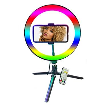 Imagem de Luminária Ring Light portátil USB Color 10 polegadas com tripé e adaptador p/Smartphone