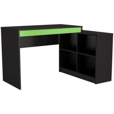 Imagem de Mesa Gamer Nova Mobile Bs Preto E Verde - 4 Nichos