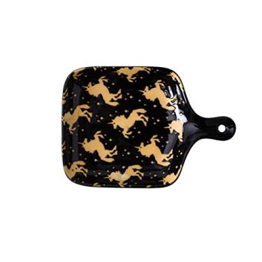 Imagem de Prato de jantar de cerâmica GUIPAIHAI para sala massas bolo de sobremesa pratos de café da manhã assados domésticos com alça única (cor : B)