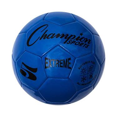 Imagem de Bola de futebol da série Extreme, tamanho 5 – bolas padrão universitárias, profissionais e da liga – todos os climas, toque suave, retenção máxima de ar – para adultos, adolescentes, azul