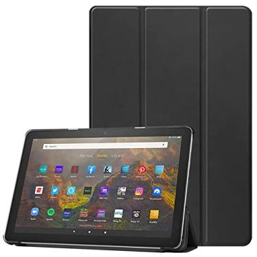 Imagem de YYSS Capa para o novo tablet Kindle Fire HD 10/Fire HD 10 Plus de 10,1 polegadas (11ª geração, lançado em 2021), capa inteligente de couro PU de cor sólida tripla com despertar/hibernar automático
