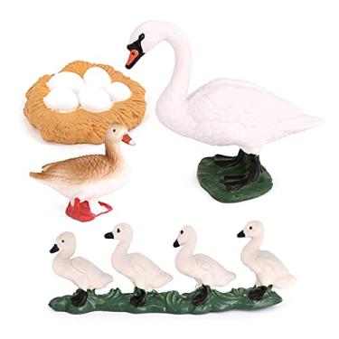 Imagem de Senmubery 4 peças Farm Animal Life Cycle Model Simulation Animal Growth Cycle Figure Estatueta Set Kid Toys Gift Swan (Branco)